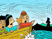 Pedro camina sobre el agua